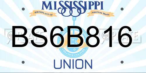 BS6B816 Mississippi License Plate