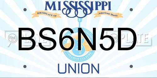 BS6N5D Mississippi License Plate