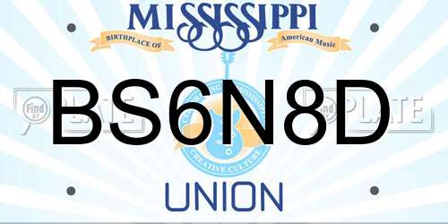 BS6N8D Mississippi License Plate