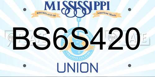 BS6S420 Mississippi License Plate
