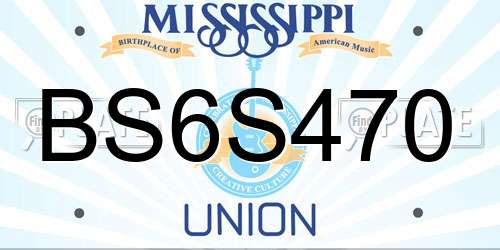 BS6S470 Mississippi License Plate