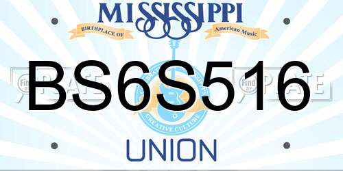 BS6S516 Mississippi License Plate