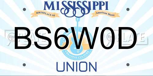 BS6W0D Mississippi License Plate