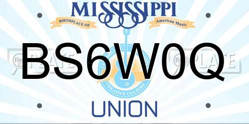 BS6W0Q Mississippi License Plate
