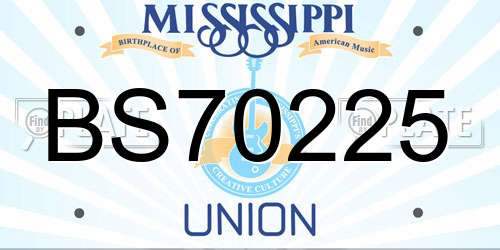 BS70225 Mississippi License Plate
