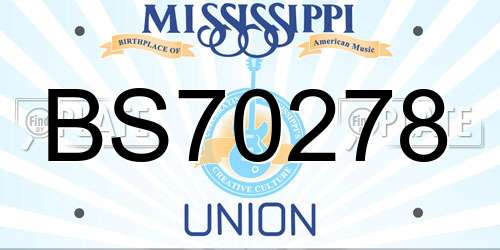 BS70278 Mississippi License Plate