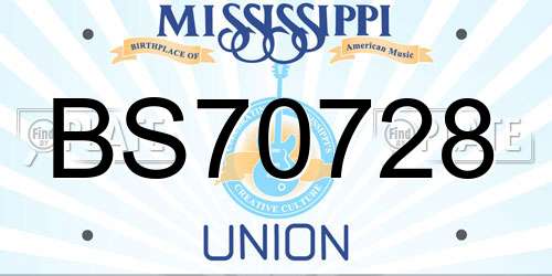 BS70728 Mississippi License Plate