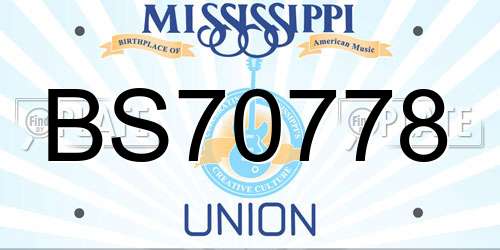 BS70778 Mississippi License Plate