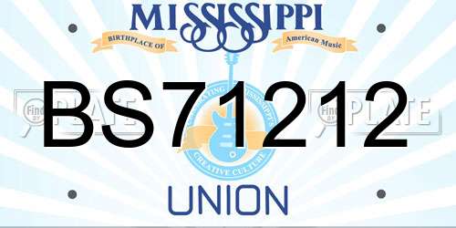 BS71212 Mississippi License Plate