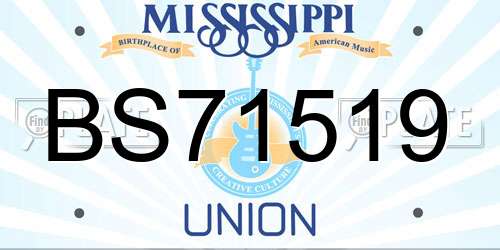 BS71519 Mississippi License Plate