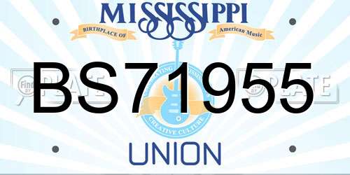 BS71955 Mississippi License Plate