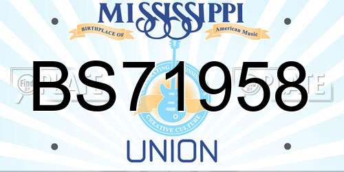 BS71958 Mississippi License Plate