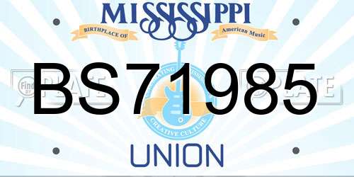 BS71985 Mississippi License Plate