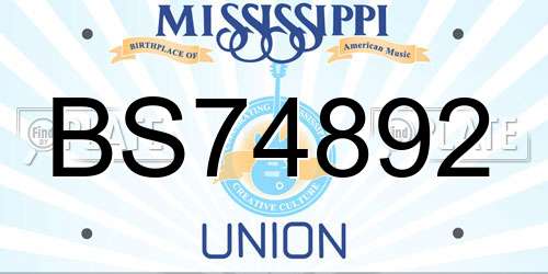 BS74892 Mississippi License Plate