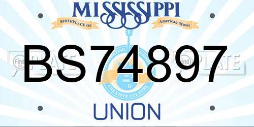 BS74897 Mississippi License Plate