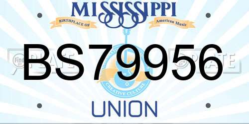 BS79956 Mississippi License Plate