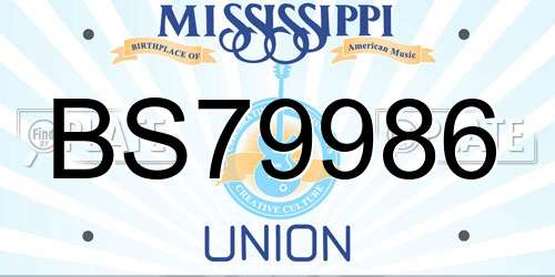 BS79986 Mississippi License Plate