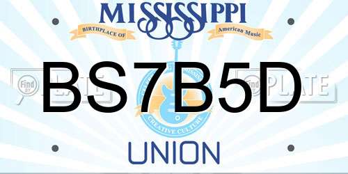 BS7B5D Mississippi License Plate