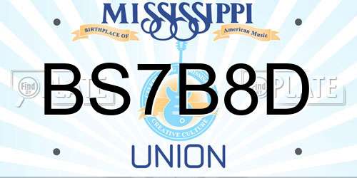 BS7B8D Mississippi License Plate