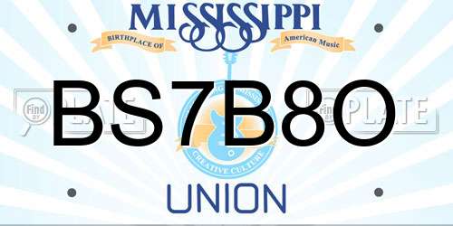 BS7B8O Mississippi License Plate