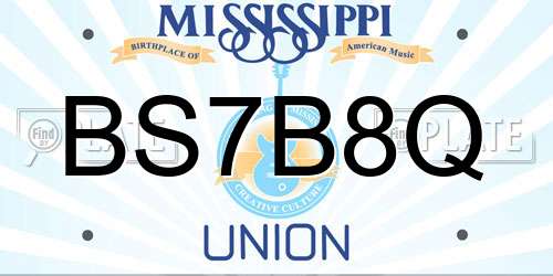 BS7B8Q Mississippi License Plate