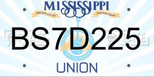 BS7D225 Mississippi License Plate
