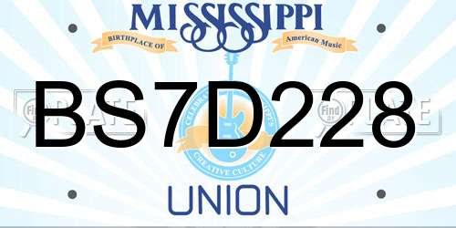 BS7D228 Mississippi License Plate