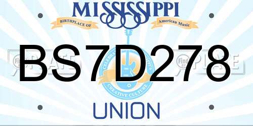 BS7D278 Mississippi License Plate