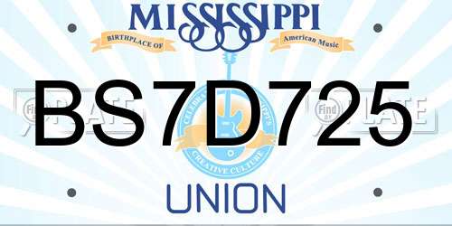 BS7D725 Mississippi License Plate