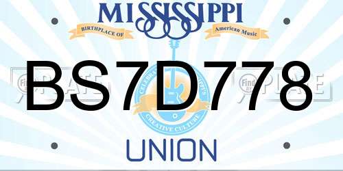 BS7D778 Mississippi License Plate