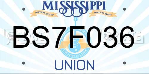 BS7F036 Mississippi License Plate