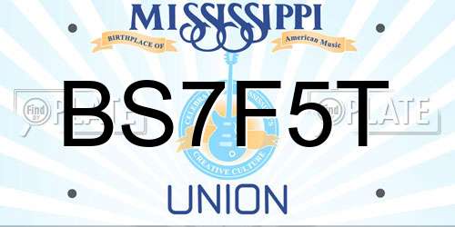 BS7F5T Mississippi License Plate