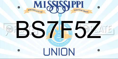 BS7F5Z Mississippi License Plate