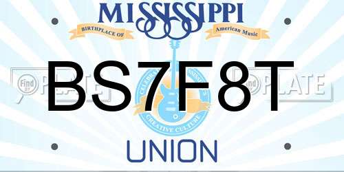 BS7F8T Mississippi License Plate