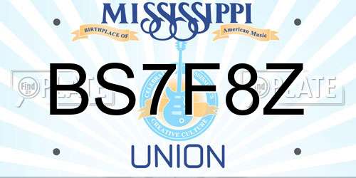 BS7F8Z Mississippi License Plate