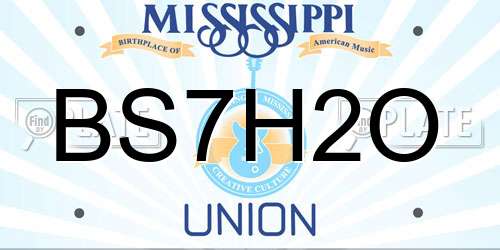 BS7H2O Mississippi License Plate