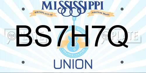 BS7H7Q Mississippi License Plate