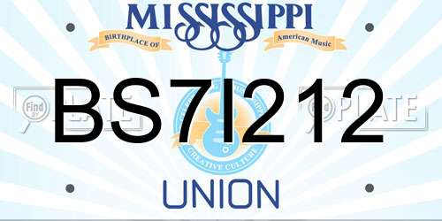 BS7I212 Mississippi License Plate