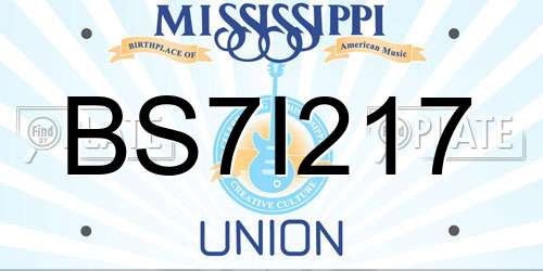 BS7I217 Mississippi License Plate