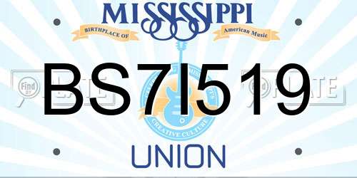 BS7I519 Mississippi License Plate