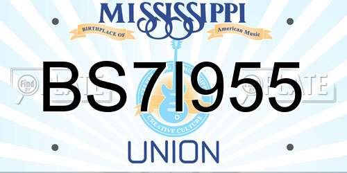 BS7I955 Mississippi License Plate