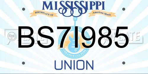 BS7I985 Mississippi License Plate