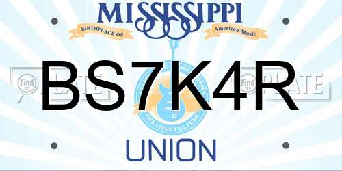BS7K4R Mississippi License Plate