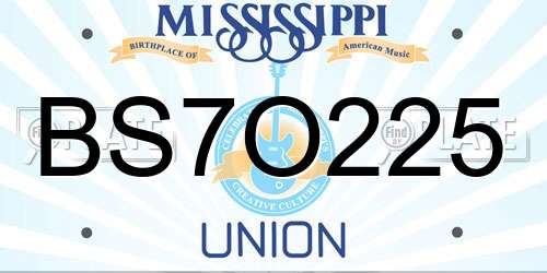 BS7O225 Mississippi License Plate