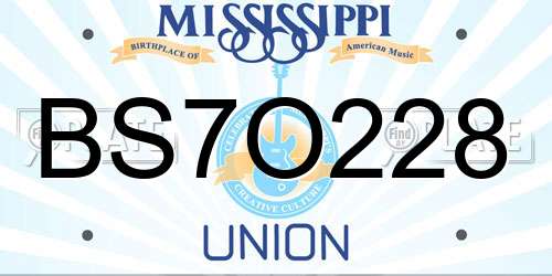 BS7O228 Mississippi License Plate