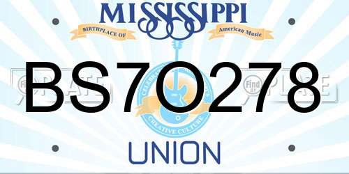 BS7O278 Mississippi License Plate