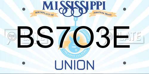 BS7O3E Mississippi License Plate