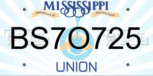 BS7O725 Mississippi License Plate