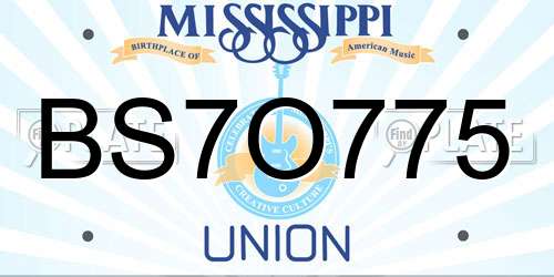 BS7O775 Mississippi License Plate