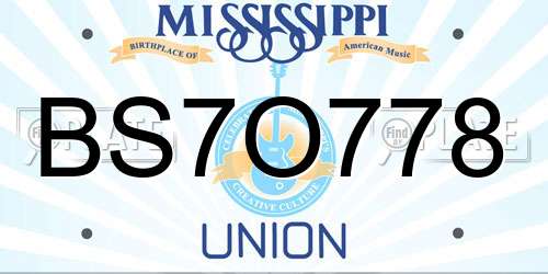BS7O778 Mississippi License Plate